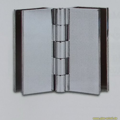 Artikelbild des Artikels “Vitreasy 008 Möbelband, Glas-Glas Spiegel-Klapptürscharnier doppelt (groß oder klein) 57mm / 60 mm geklemmt “