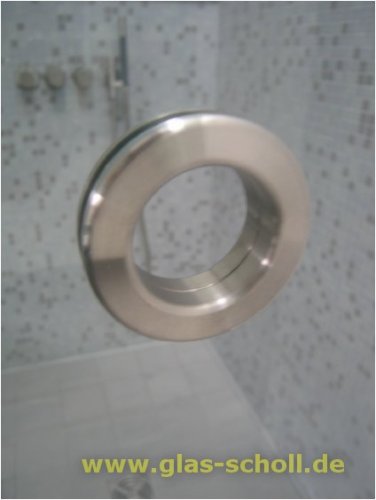 Artikelbild des Artikels “runde einklebbare Edelstahl-Griffmuschel d=60 mit Loch LB=40 für 10mm Glas “