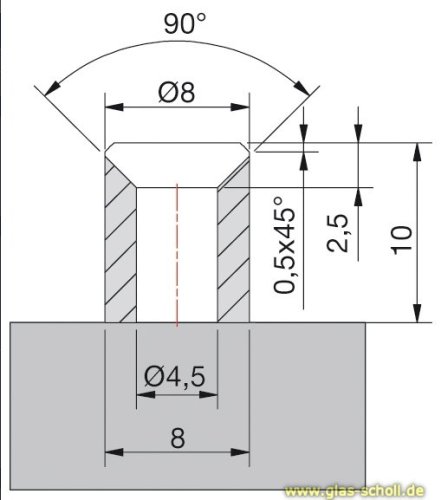 Artikelbild des Artikels “Trägerprofil 8x10 für 8mm Dichtprofile (2500 mm) Aluminium spezialgebeizt naturfarbig eloxiert“