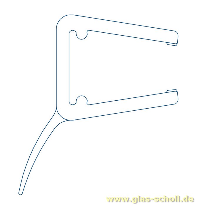 Artikelbild 1 des Artikels “seitl. Dichtprofil mit gebogener Weichlippe 135° (2500mm) Duschdichtung 6-8mm Glas ÜBERLÄNGE “