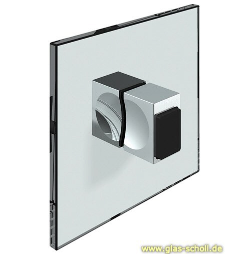 Artikelbild 1 des Artikels “beidseitiger Türgriff eckig, mit einseitigem Gummianschlag für LB 14 mm glanzverchromt“