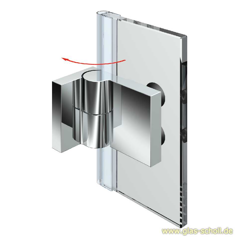 Artikelbild 1 des Artikels “Nivello+ 90° Glas-Wand LINKS Hebe-Senk AUSSENBEFESTIGUNG flächenbündig Anschlag glanzverchromt“