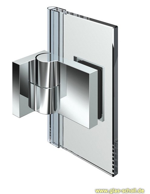 Artikelbild 1 des Artikels “Nivello 90° Glas-Wand LINKS Hebe-Senk AUSSENBEFESTIGUNG Anschlag glanzverchromt“