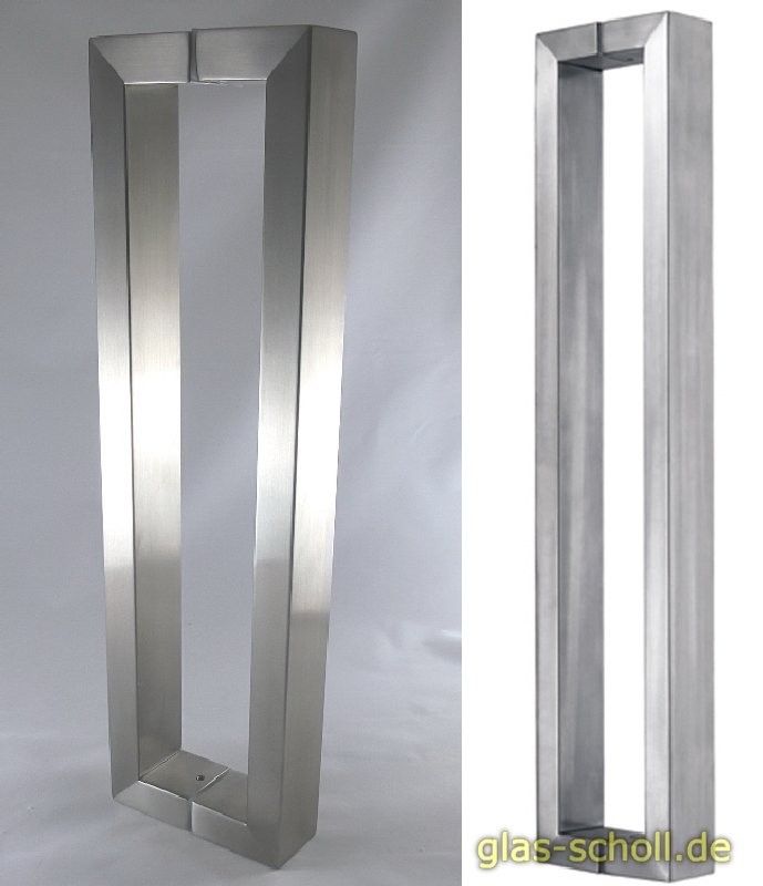 Artikelbild 1 des Artikels “beidseitiger eckiger DESIGN-Edelstahl Stossgriff (Lochb.14mm) Länge 475mm“