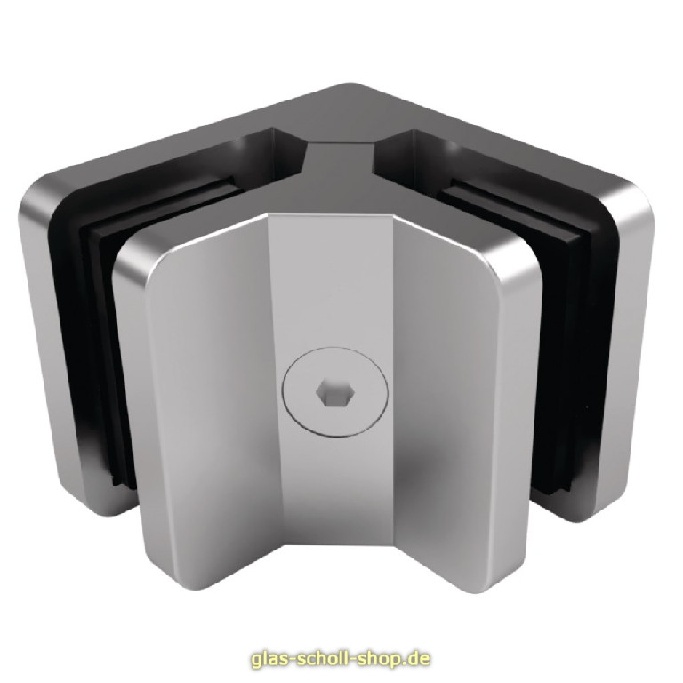Artikelbild 1 des Artikels “Eck-Klemmhalter Edelstahl matt, Eckklemme flach, zum Verschrauben zweier Gläser im 90° Winkel 8-9,52 mm“
