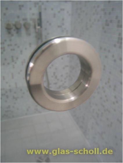 Artikelbild 1 des Artikels “runde einklebbare Edelstahl-Griffmuschel d=60 mit Loch LB=40 für 10mm Glas “