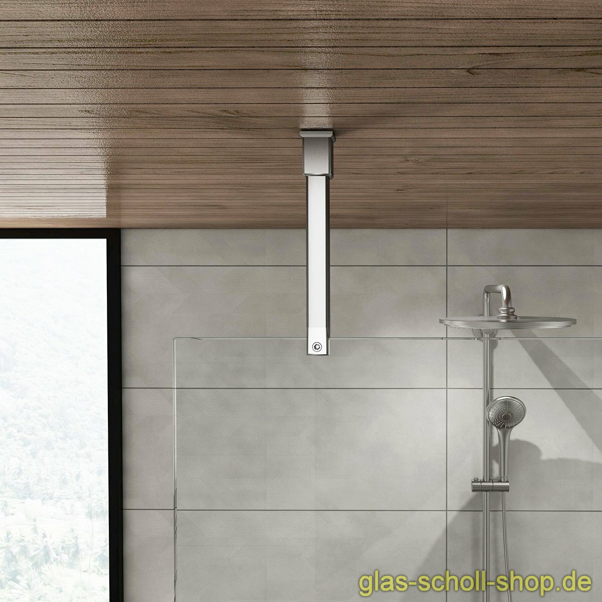 Artikelbild 1 des Artikels “eckige Decken-Stabilisierungsstange 250 mm GLAS-DECKE (kürzbar) SET - Chrom-Design“