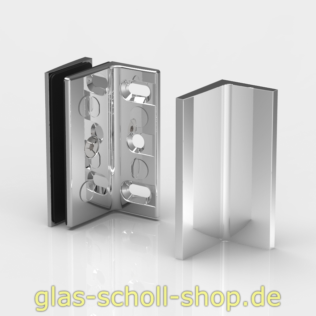 Artikelbild 1 des Artikels “Winkelverbinder Glas-Wand 90° passend zu Farfalla, Pillango und Papillon glanzverchromt“