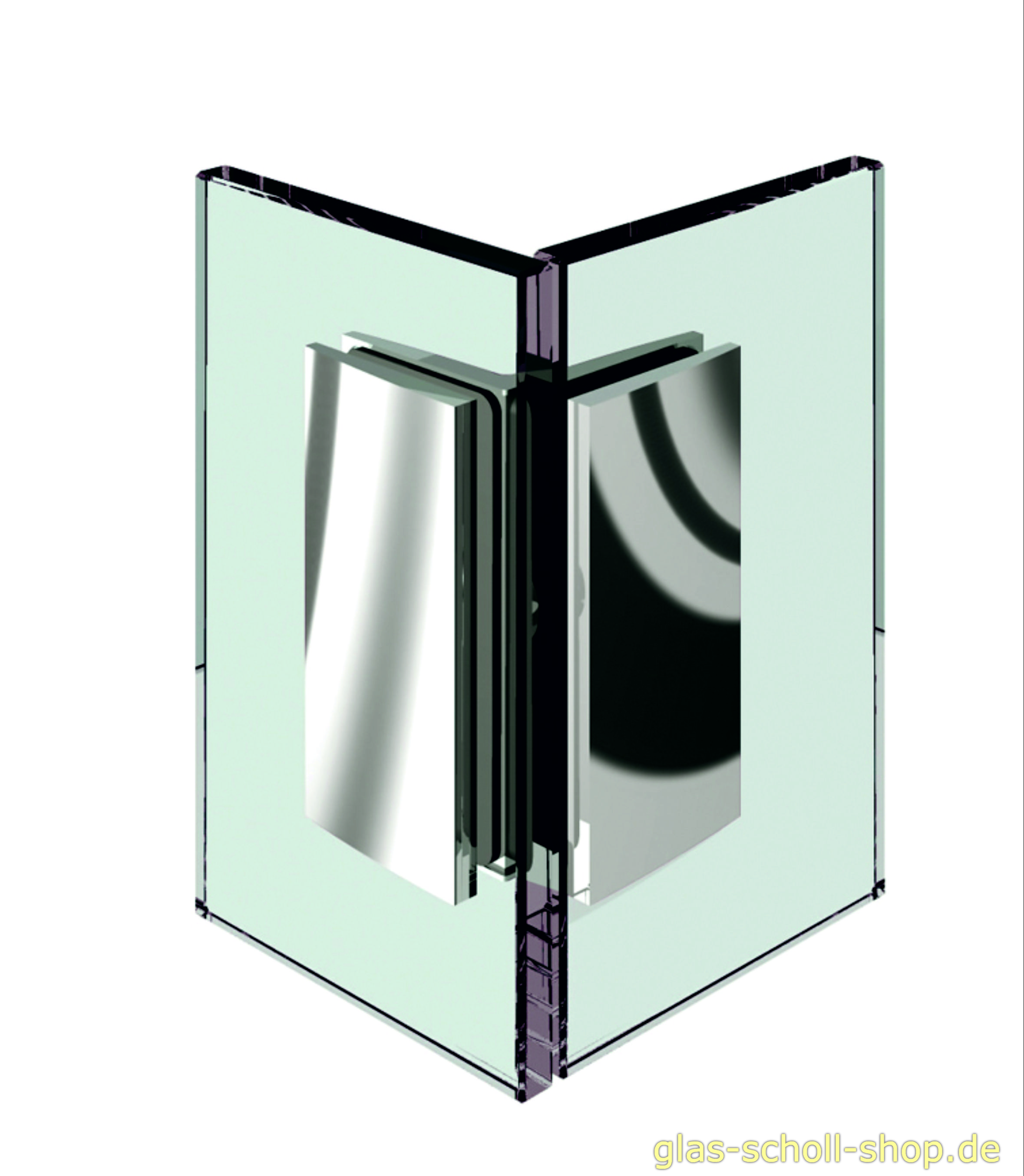 Artikelbild 1 des Artikels “Winkelverbinder Glas-Glas 90° passend zu Farfalla, Pillango und Papillon glanzverchromt“