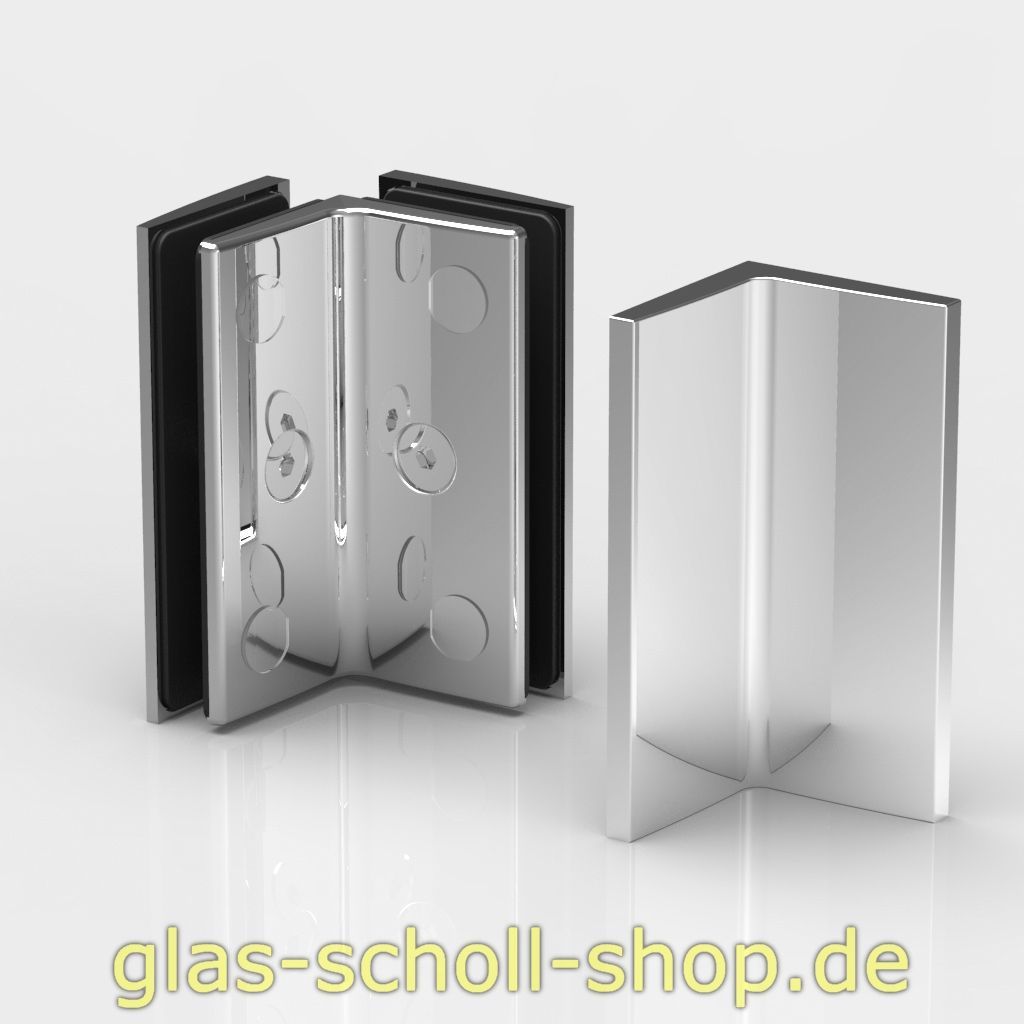 Artikelbild 1 des Artikels “Winkelverbinder Glas-Glas 90° passend zu Farfalla, Pillango und Papillon glanzverchromt“