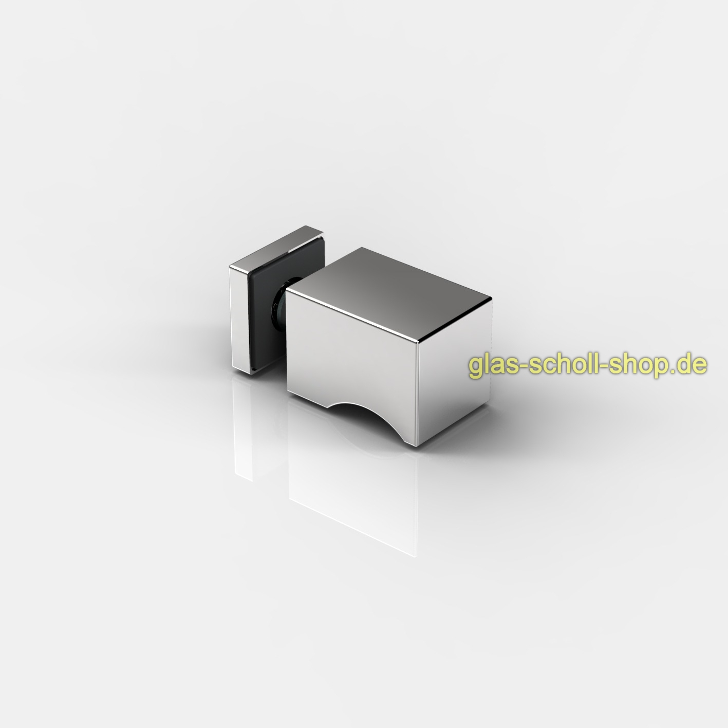 Artikelbild 1 des Artikels “eckiger einseitiger Glastürknopf für 8-13,52 mm Glas für 12 mm Bohrung glanzverchromt“