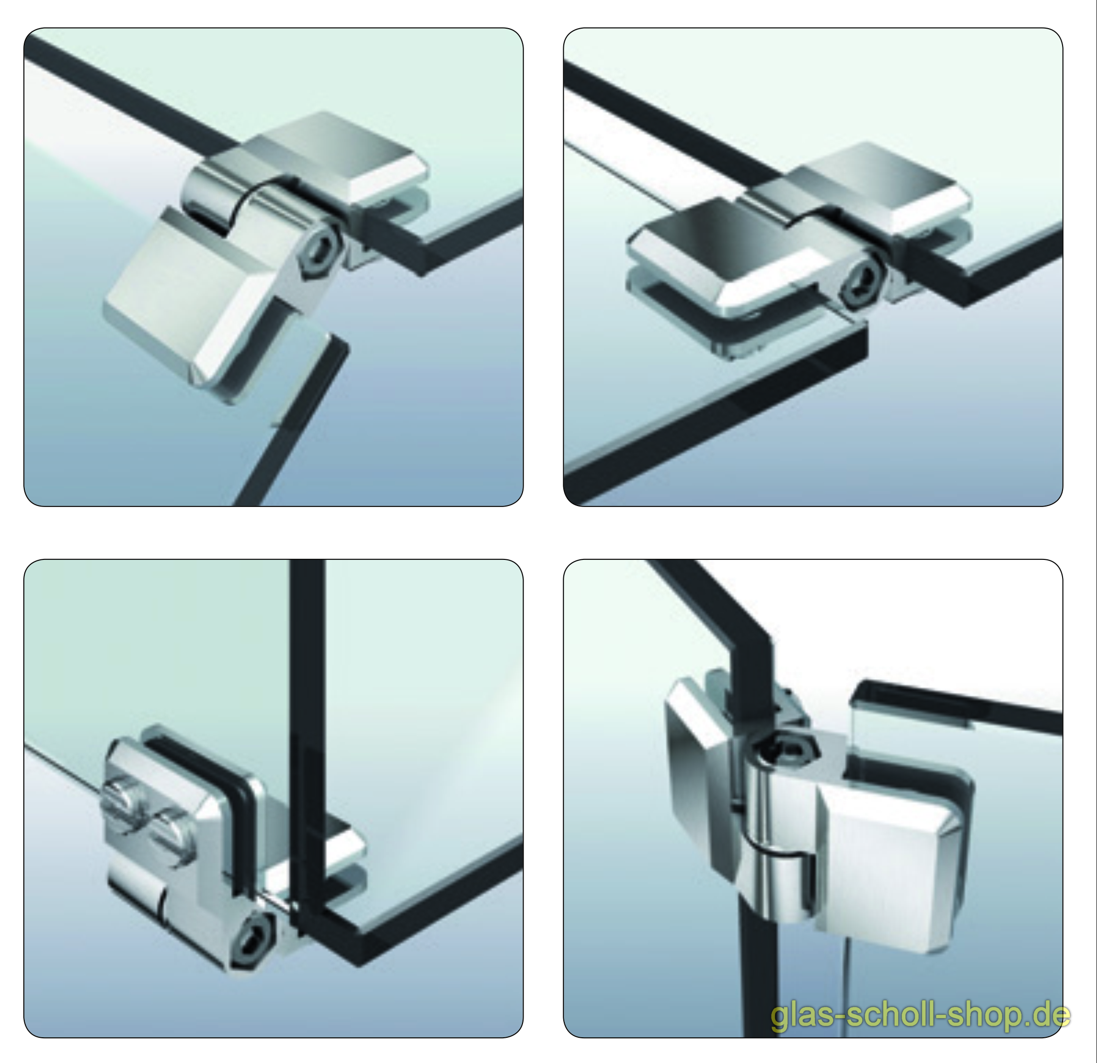 Artikelbild 2 des Artikels “SET aus 4x flexibler Glasverbinder für Glasscheiben Edelstahleffekt (4 Stück)“