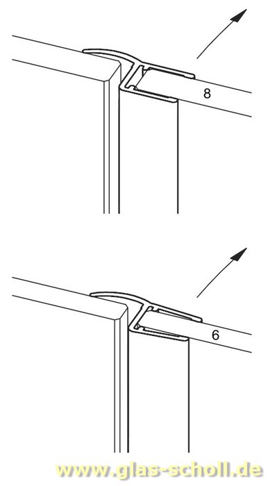 Artikelbild 2 des Artikels “Mitteldichtprofil mit gebogener Weichlippe (2010mm) Duschdichtung für 6-8mm Glas “