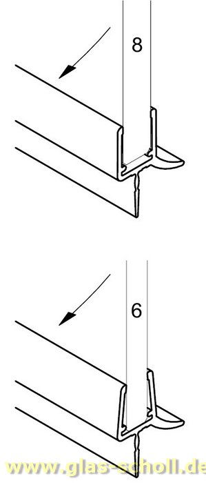 Artikelbild 2 des Artikels “unteres Wasserabweisprofil mit 135° Lippe (1000mm) Duschdichtung für 6-8mm Glas “