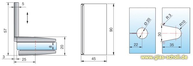 Artikelbild 2 des Artikels “Pillango/Papillon/Farfalla 90° Glas-Wand Winkelverbinder glanzverchromt“