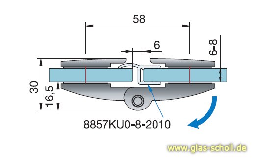 Artikelbild 2 des Artikels “Farfalla 180° Glas-Glas Duschtürband (nach außen hin öffnend) glanzverchromt“