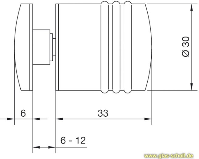 Artikelbild 2 des Artikels “einseitiger Türgriff d=30 mm für Lochbohrung 14 mm glanzverchromt“