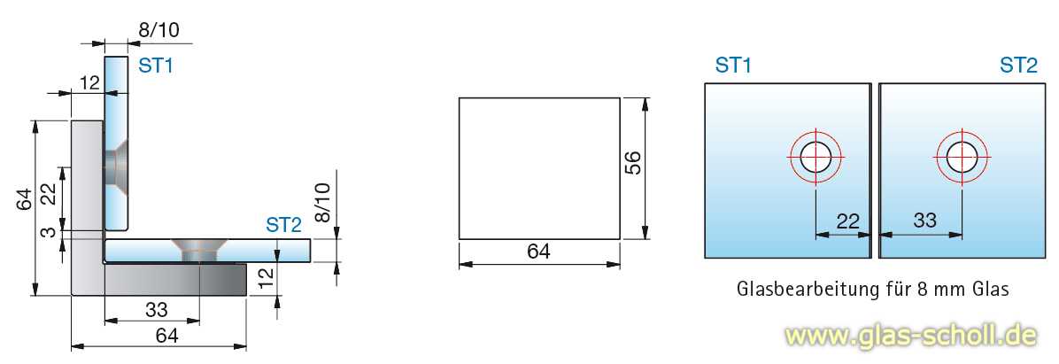 Artikelbild 2 des Artikels “Nivello+ 90° Winkelhalter Glas-Glas flächenbündig glanzverchromt“