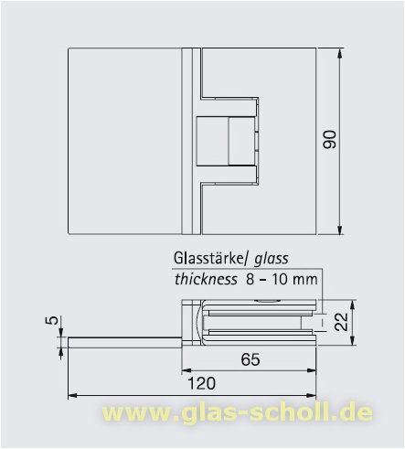 Artikelbild 2 des Artikels “Pontere 180° Glas-Wand Duschpendeltürband (einseitige Befestigungslasche) glanzverchromt“