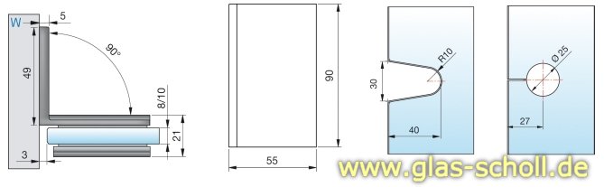 Artikelbild 2 des Artikels “Pontere 90° Glas-Wand Winkelverbinder glanzverchromt“