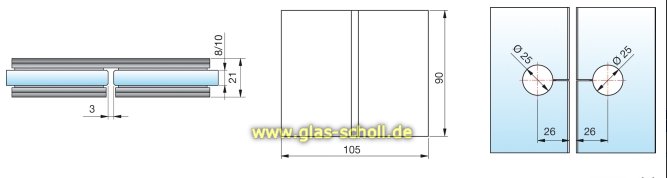 Artikelbild 2 des Artikels “Pontere 180° Glas-Glas Längsverbinder glanzverchromt“