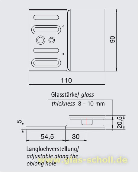 Artikelbild 2 des Artikels “Pontere 180° Glas-Wand Längsverbinder glanzverchromt“