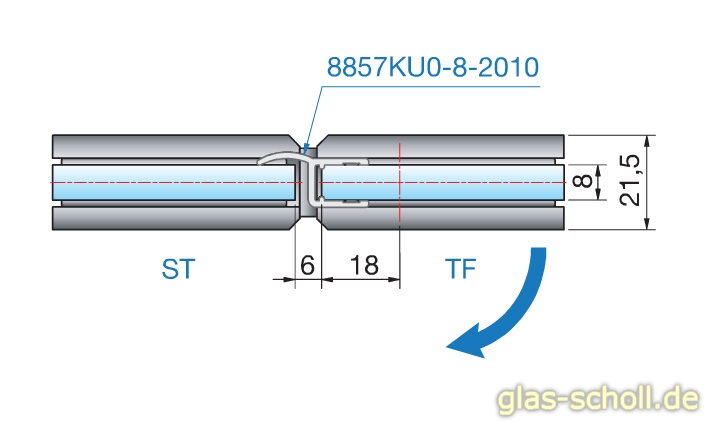 Artikelbild 2 des Artikels “Modesta/Luno Duschpendeltürbeschlag Glas-Glas 180° für 6-12 mm Glas glanzverchromt“