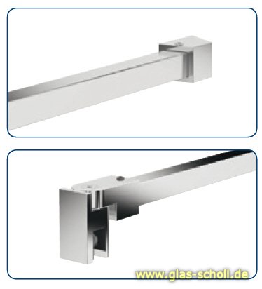 Artikelbild 2 des Artikels “quadratische 45° Stabilisierungsstange GLAS-WAND l=460 glanzverchromt (MS7)“