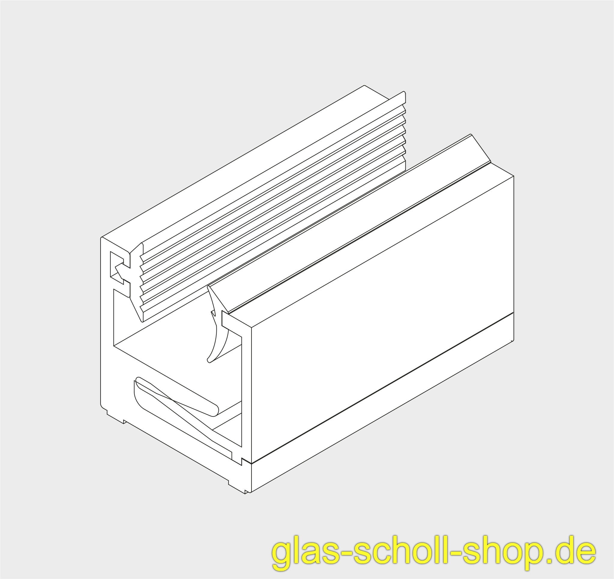 Artikelbild 2 des Artikels “Rahmen-Wandanschluss-Klemmprofil MR22 für Ganz-Glas-Anlagen für 8-10 mm Glas 2,0 m roh (unbehandelt)“