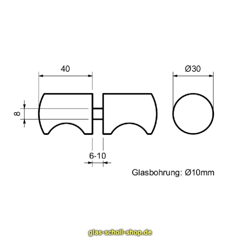 Artikelbild 2 des Artikels “Duschknopf beidseitig Messing schwarz matt d=30 mm “