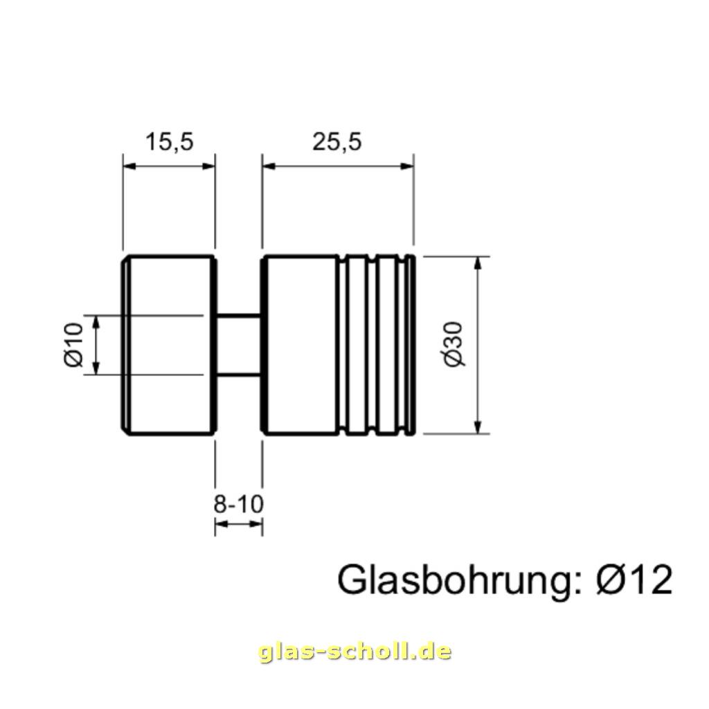 Artikelbild 2 des Artikels “beidseitiger Edelstahl Duschtürgriff matt geschliffen d=30mm, einseitig flacher “