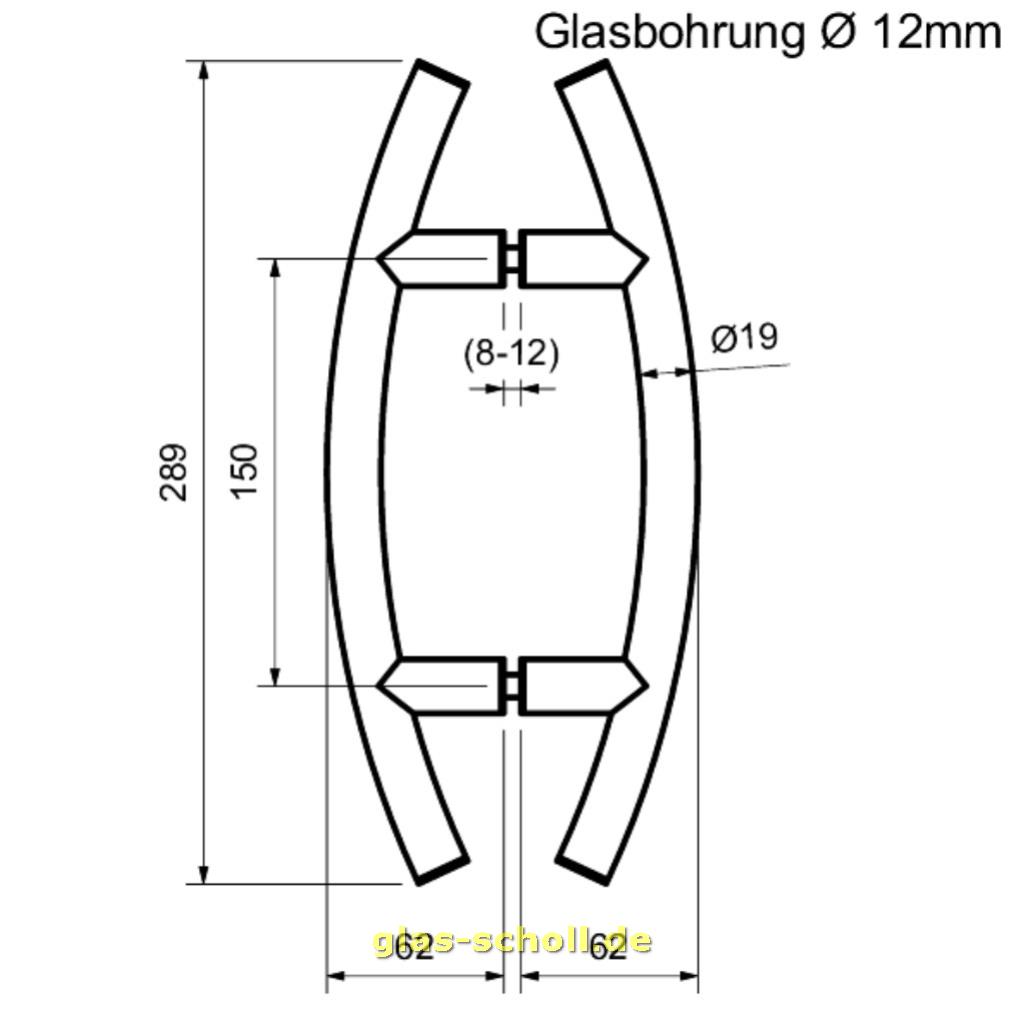 Artikelbild 2 des Artikels “beidseitiger Edelstahl Duschtürgriff hochglanzpoliert d=19 mm für 12 mm Glas “