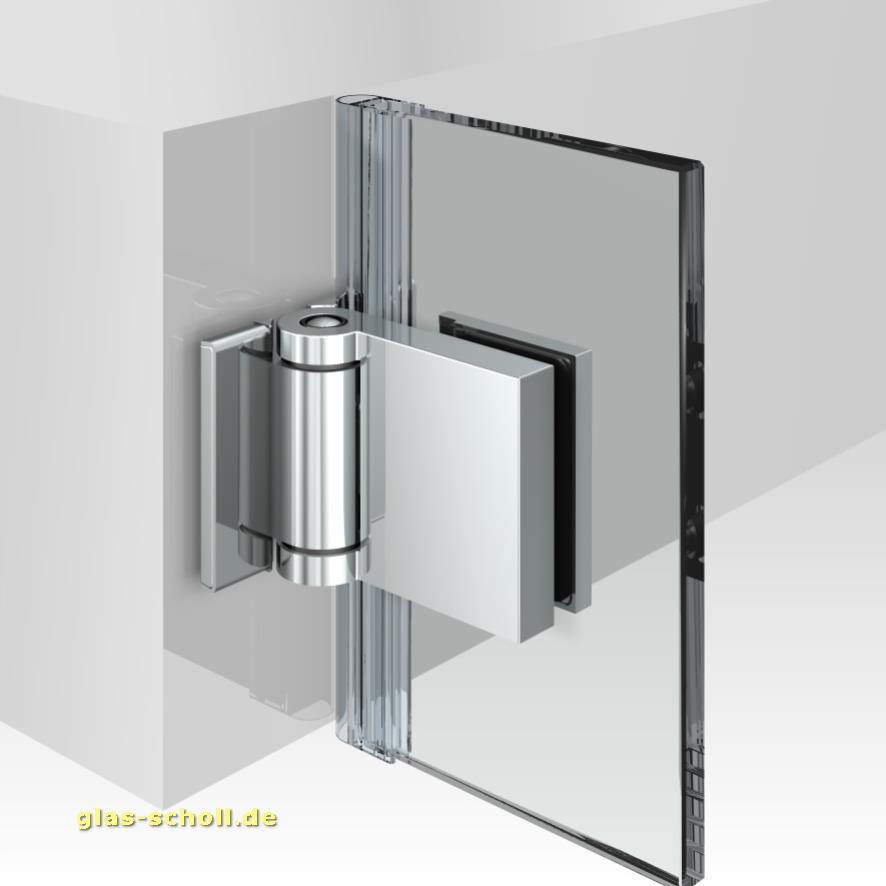 Artikelbild 2 des Artikels “Flinter Glas-Wand 90 Grad Duschtürband nach außen öffnend mit beidseitiger Lasche glanzverchromt“