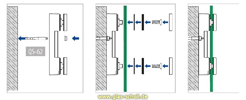 Artikelbild 2 des Artikels “Edelstahl Glasadapter gebürstet für vertikale Glasbefestigung von Ganzglasgeländern “