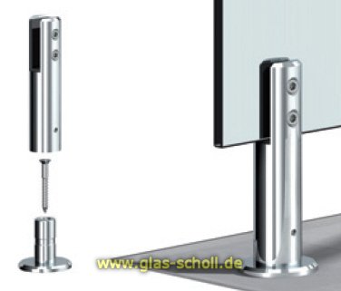 Artikelbild 2 des Artikels “Edelstahl Boden-Glashalter für vertikale Glasbefestigung Edelstahl geschliffen“