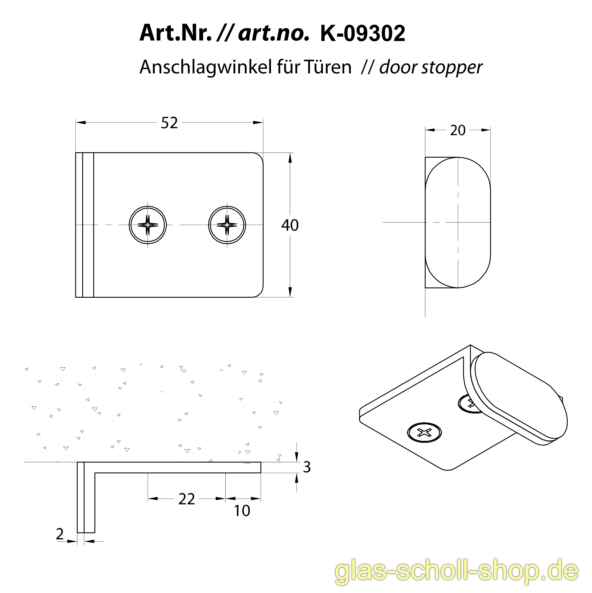 Artikelbild 2 des Artikels “Anschlag Türstopper für 2flgl. Türen oder Glasduschen glanzverchromt“
