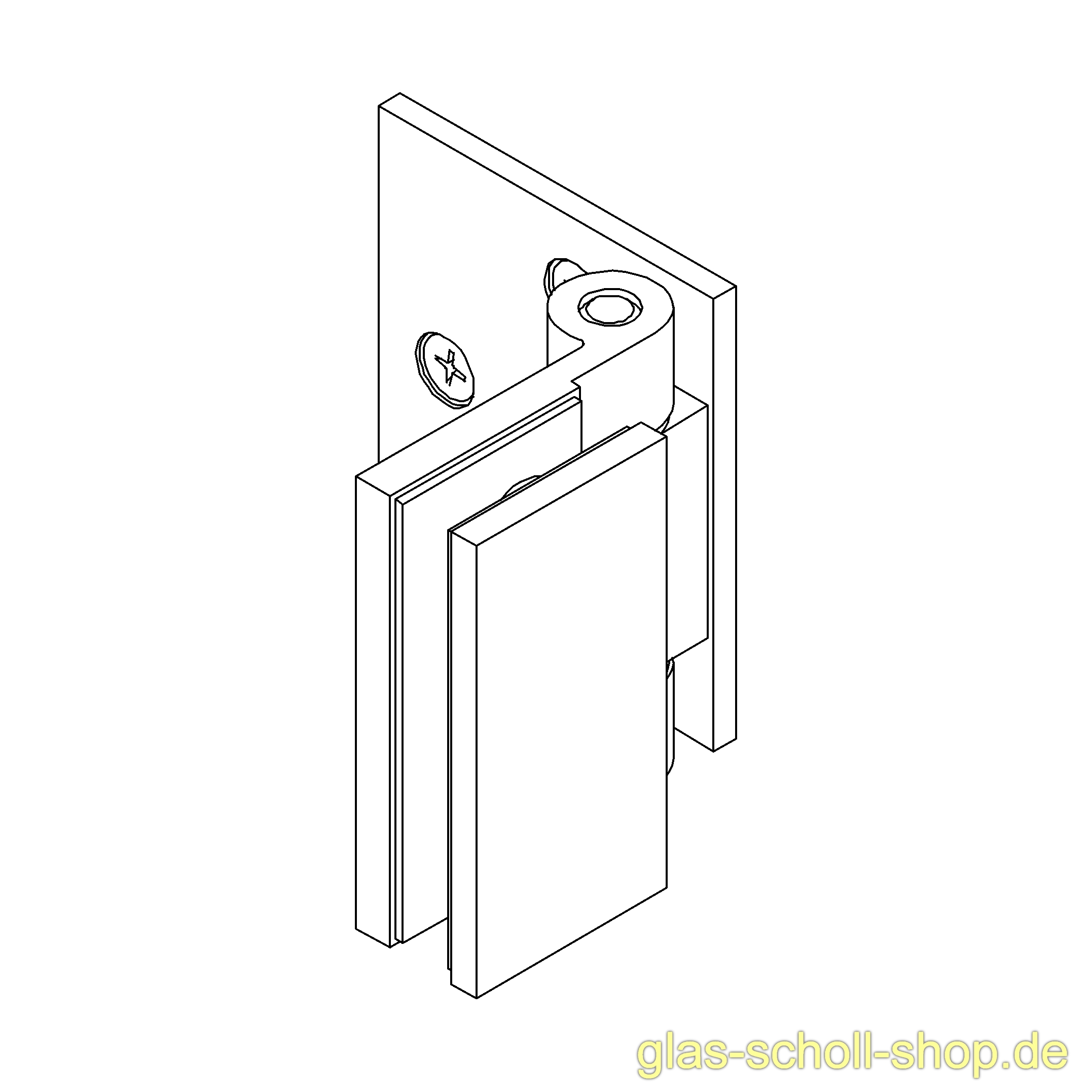 Artikelbild 2 des Artikels “Wellness Glas-Wand 90Grad Duschtürband  (nach innen hin öffnend) glanzverchromt“