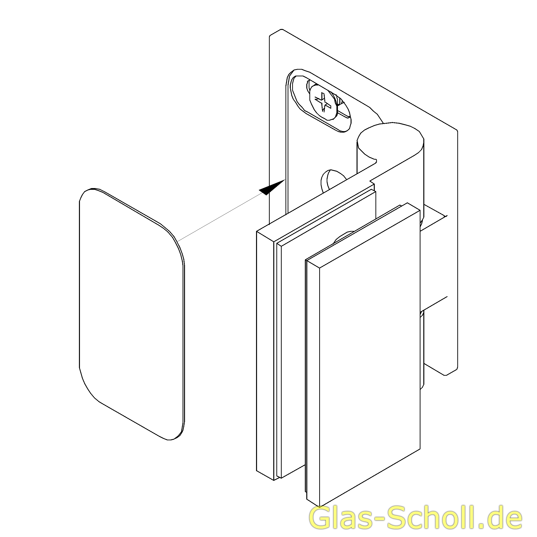 Artikelbild 2 des Artikels “Wellness Premium DIN links Glas-Wand 90Grad Duschtürband  (nach innen hin öffnend) glanzverchromt“