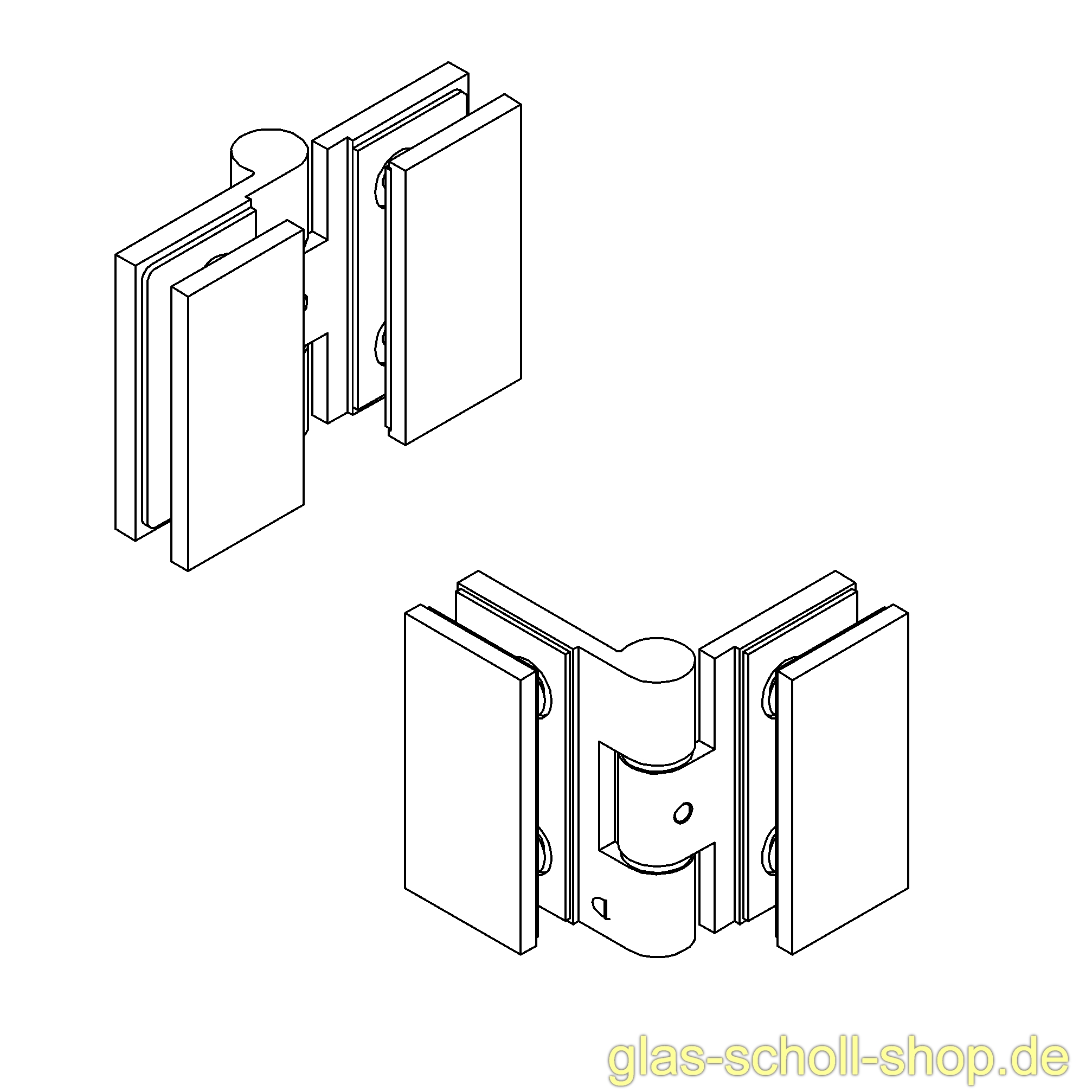 Artikelbild 2 des Artikels “Wellness PREMIUM Glas-Glas DIN links 180Grad Duschtürband (nach innen öffnend) glanzverchromt“