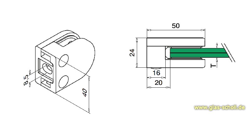 Artikelbild 2 des Artikels “Glasklemmenhalter Edelstahl rund (4er-Set) für Vierkantprofil gebürstet“
