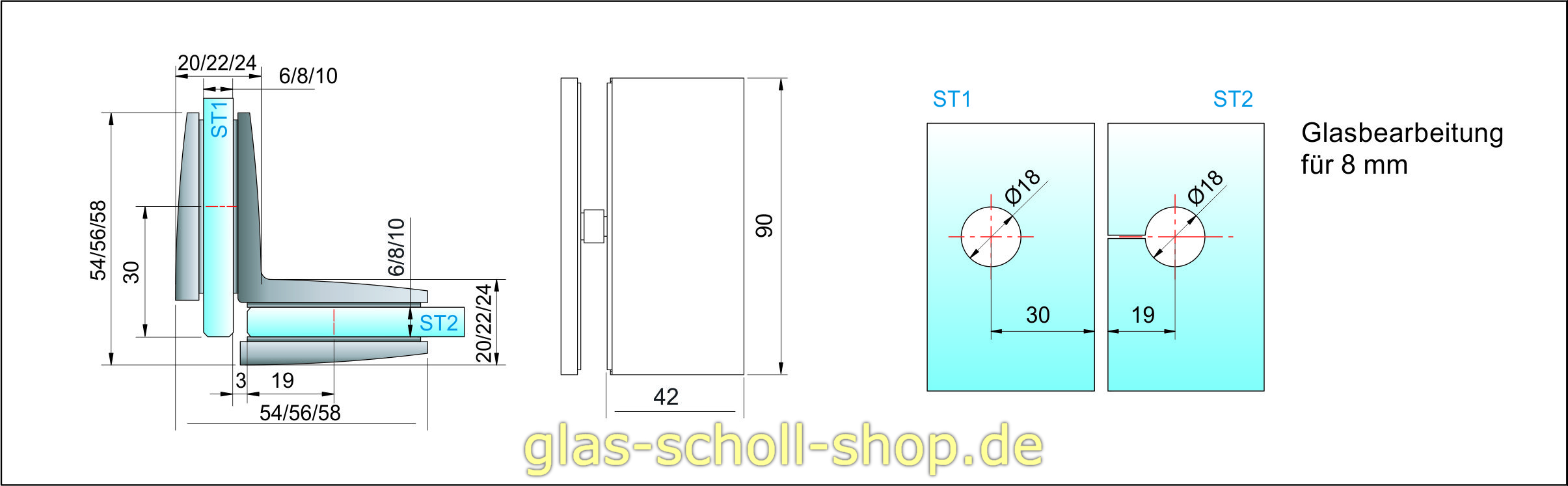 Artikelbild 2 des Artikels “Winkelverbinder Glas-Glas 90° passend zu Farfalla, Pillango und Papillon glanzverchromt“