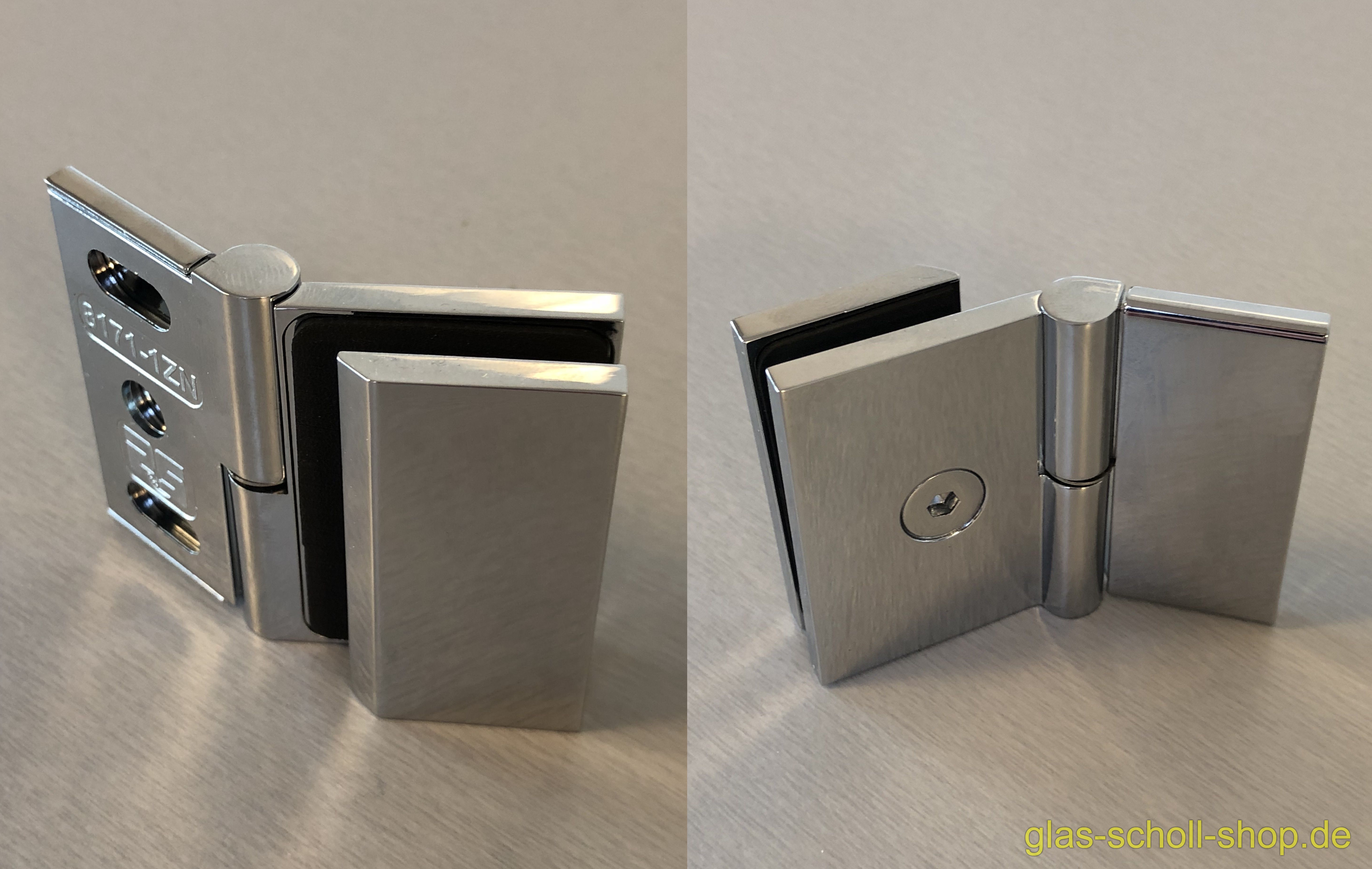 Artikelbild 2 des Artikels “Flamea-Flinter-Nivello 100-140° VERSTELLBARER Glas-Wand Winkelverbinder glanzverchromt“