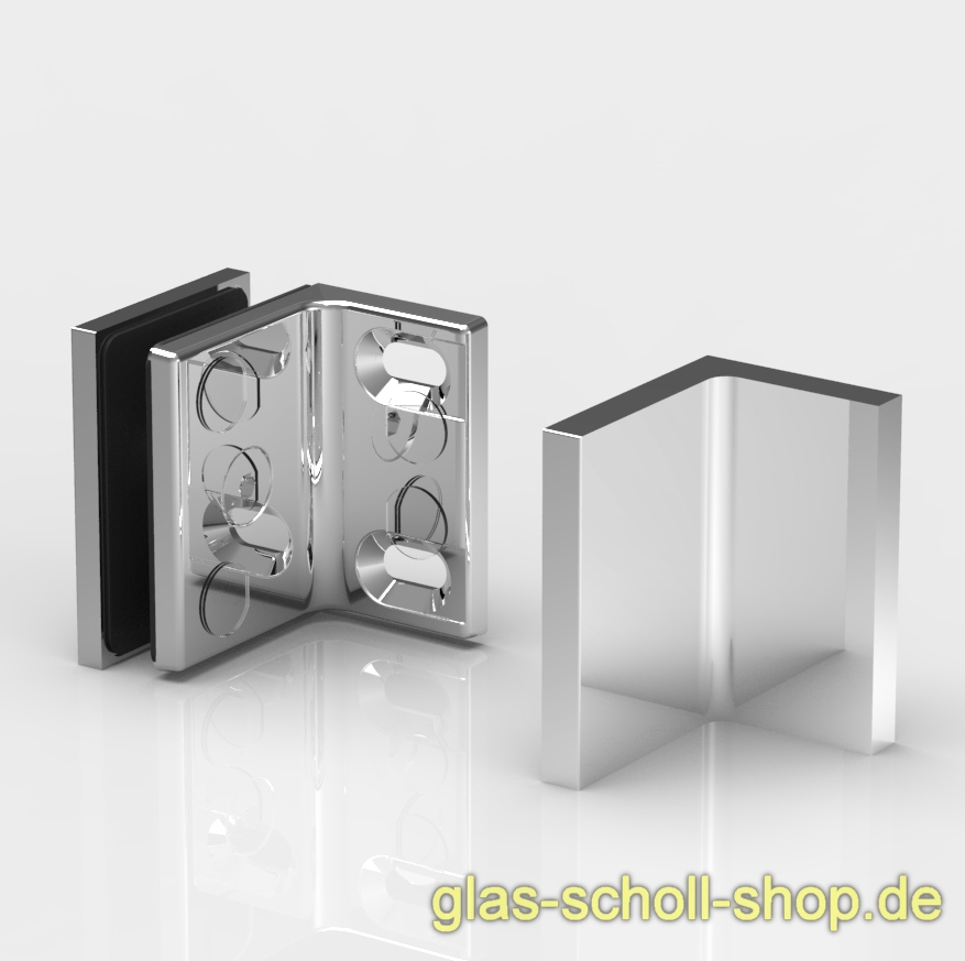 Artikelbild 2 des Artikels “Flamea-Flinter-Nivello-Fluture 90° Glas-Wand Winkelverbinder (keine sichtbare Schrauben) glanzverchromt“