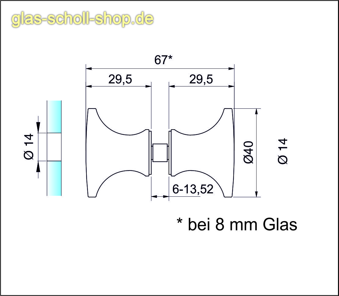 Artikelbild 2 des Artikels “Glastürgriff beidseitig rund für Duschtüren glanzverchromt“