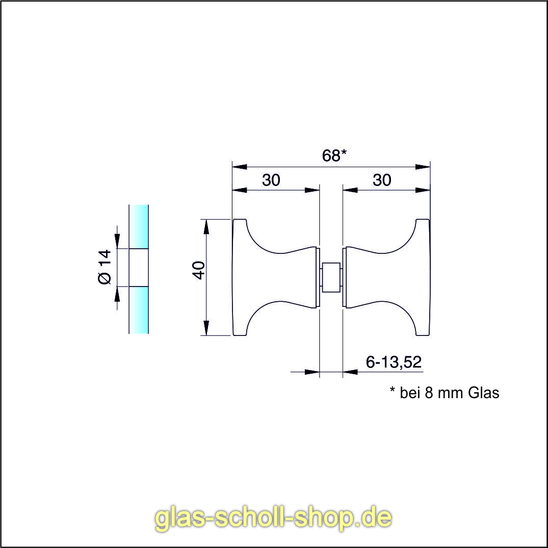 Artikelbild 2 des Artikels “Glastürgriff beidseitig eckig für Duschtüren glanzverchromt“