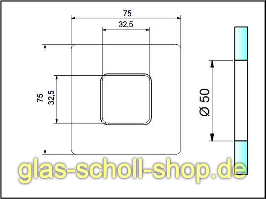 Artikelbild 2 des Artikels “eckiger Muschelgriff offen selbstklebend Durchmesser 50 mm 5,5 mm auftragend glanzverchromt“