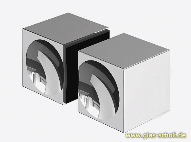Artikelbild 2 des Artikels “eckiger quadratischer beidseitiger Glastürgriff 32x32x30mm LB14mm glanzverchromt“
