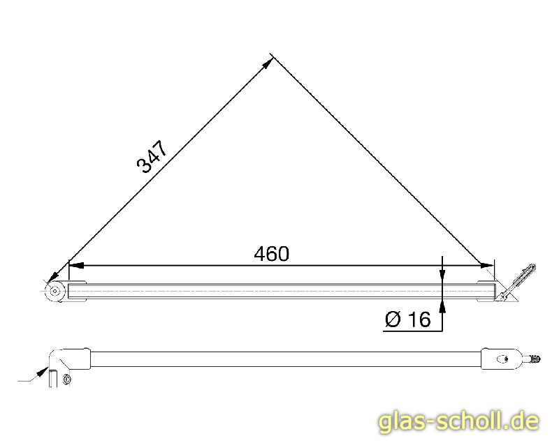 Artikelbild 2 des Artikels “runde Stabilisierungsstange mit 45° GLAS-WANDanschluß 460 mm glanzverchromt (MS7)“