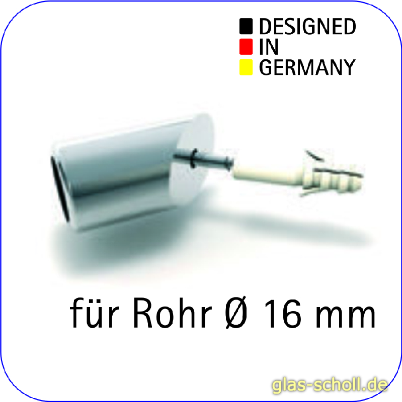 Artikelbild 2 des Artikels “schräger 45° Wandadapter für runde Stabilisierungsstange 16mm GLAS-WAND glanzverchromt (MS7)“