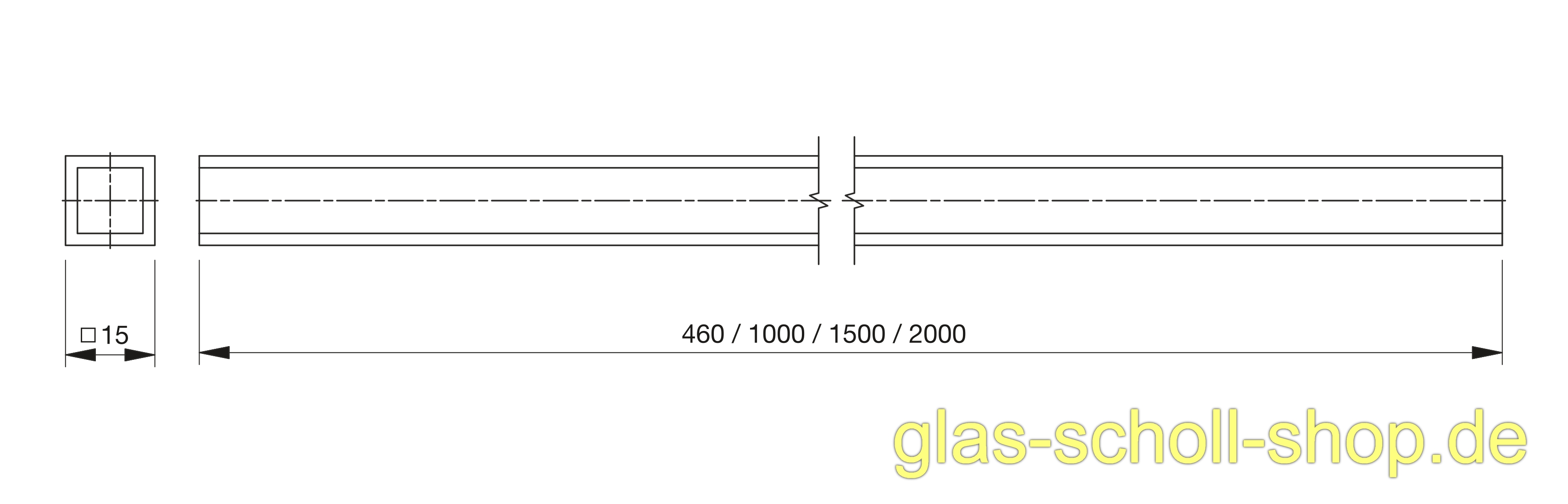 Artikelbild 2 des Artikels “quadratisches Vierkantrohr 15x15 für Stabistangen 1,0 m Gold-Optik (PVD besch.)“